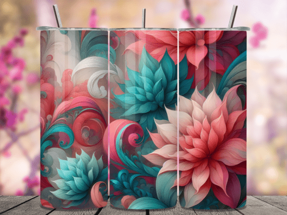 Abstract Teal Red Dahlia Tumbler Wraps Review