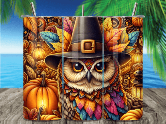 Autumn Owl Pumpkin Harvest Tumbler Wraps
