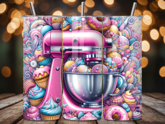 Baking Pink Stand Mixer Dessert Tumbler Wraps
