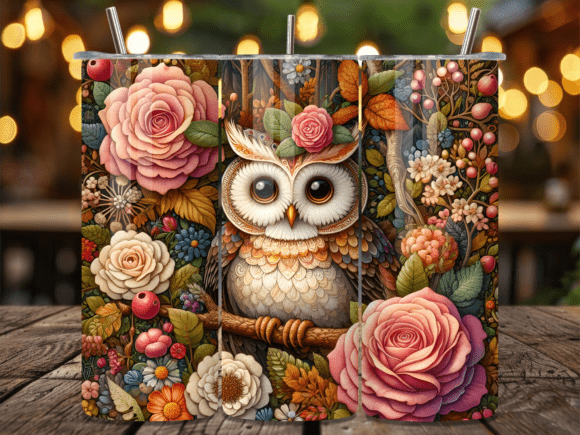 Boho Floral Owl Garden Art Tumbler Wraps