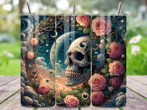 Celestial Moon Rose Skull Tumbler Wraps Review