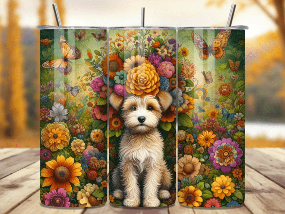 Cute Puppy Floral Garden Tumbler Wraps Review