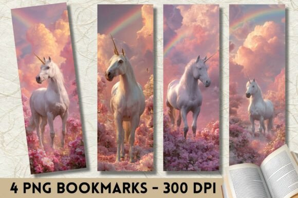 Dreamy Rainbow Pink Floral Bookmark PNG for Crafts