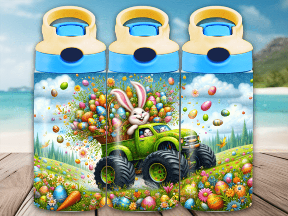 Easter Bunny Monster Truck Kids Tumbler Wraps