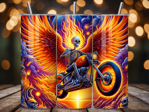 Fiery Winged Biker Skull Tumbler Wraps Review