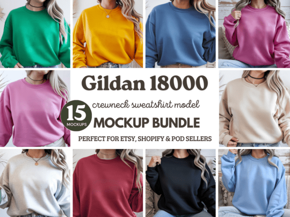 Gildan 18000 Crewneck Sweatshirt Mockups