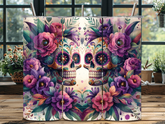 Gothic Purple Floral Twin Skulls Tumbler Wrap Review