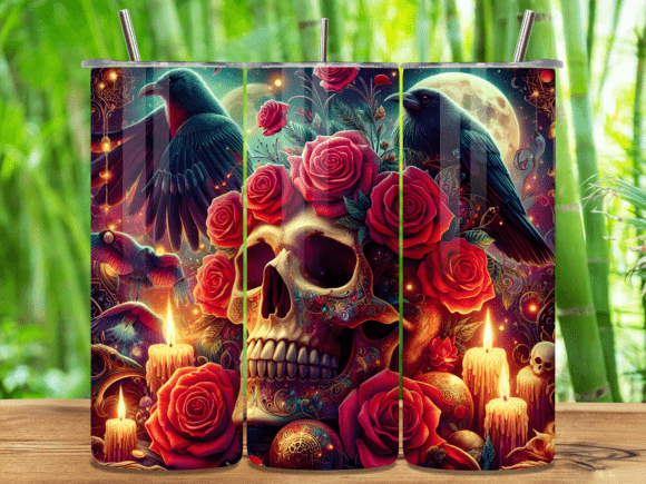 Gothic Raven Rose Skull Tumbler Wrap Review
