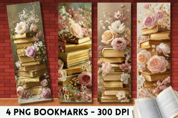 Luxury Gold Leaf Floral Bookmark Print Templates