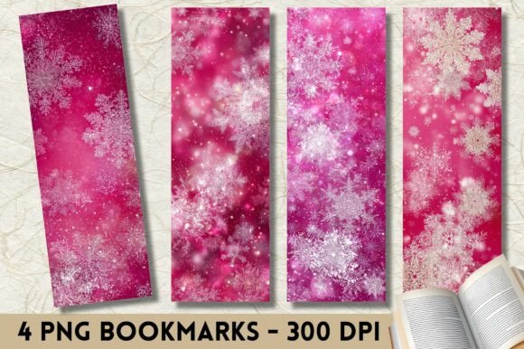 Pink Glitter Frozen Snowflake Bookmark Print Templates