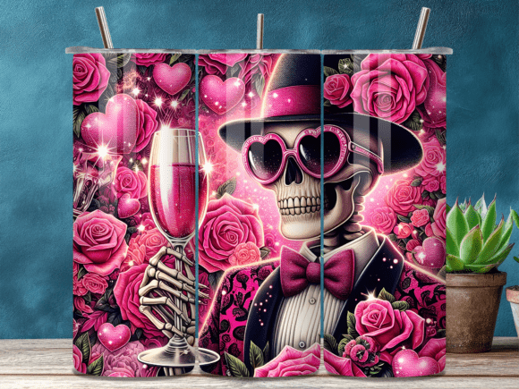 Pink Rose Skull Valentine Tumbler Wrap Review