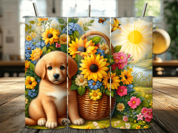 Puppy Sunflower Basket Tumbler Wrap Review