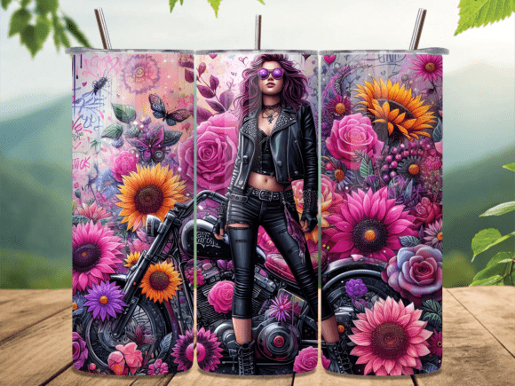 Purple Daisy Biker Chic Tumbler Wraps