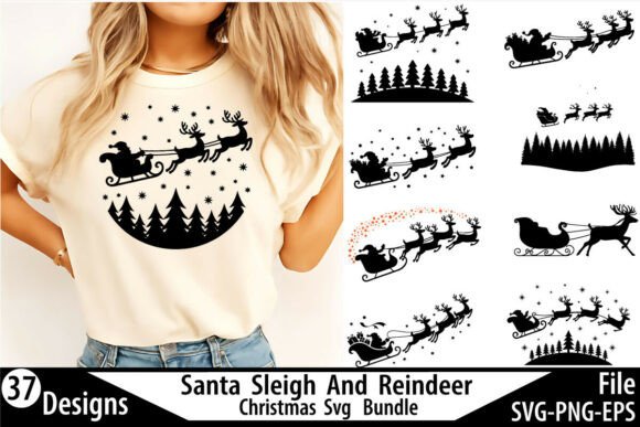 Santa Sleigh SVG Bundle for T-Shirt Designs