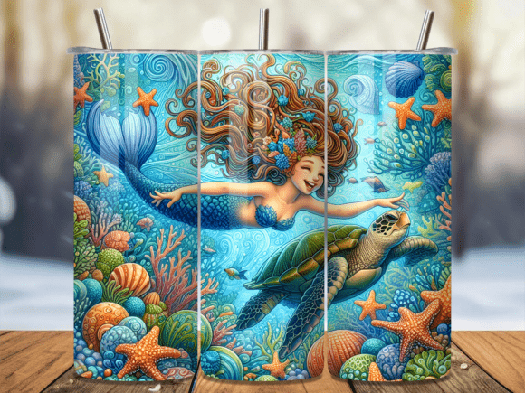 Sea Turtle Cute Mermaid Tumbler Wraps Review