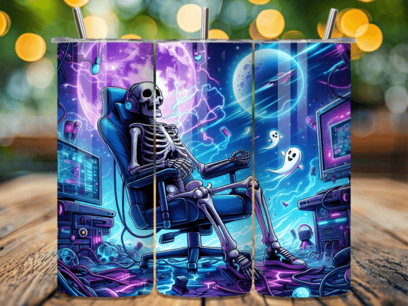 Skeleton Gamer Space Galaxy Tumbler Wraps Review
