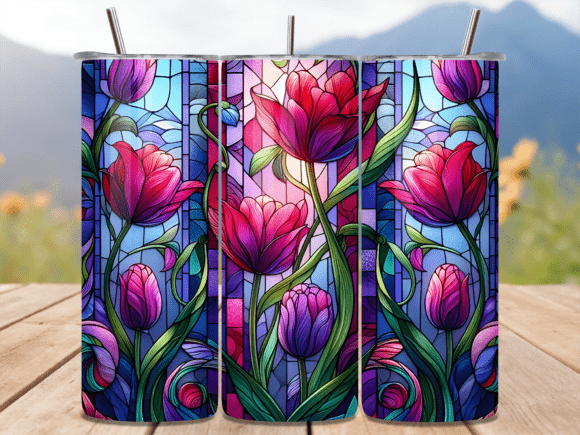 Stained Glass Pink Tulip Tumbler Wrap Review