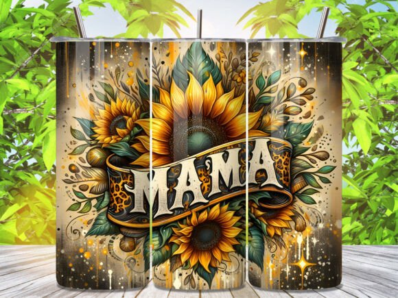 Sunflower Leopard Print Mama Tumbler Wraps