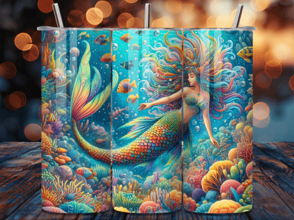 Tropical Coral Reef Mermaid Tumbler Wrap
