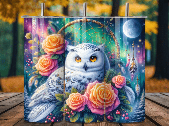 White Snowy Owl Floral Moon Glow Tumbler Wraps Review